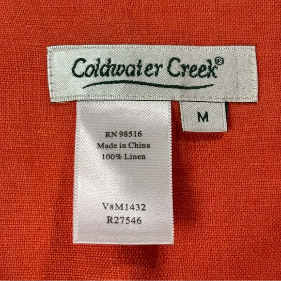 Coldwater Creek Women's Burnt Orange Linen Split-Neck Tunic - Picture 3 of 7